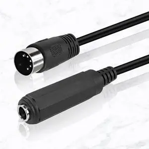6.35mm Female to DIN 5 Pin MIDI Cable, MIDI Male to 6.35mm (1/4") Female TRS Stereo Audio Adapter Cable for Speaker, Amplifier, Mixer to MIDI Keyboard and Guitar Connection - 35cm