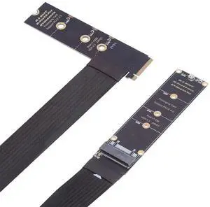 NGFF M-Key NVME Male to Female Extension PCI Express Cable 30cm Right Angled Type 90 Degree PCI-E 4.0 for Mainboard SSD 2230/2242/2260/2280