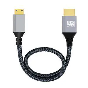 4K 60hz HDMI 2.0 Male to Mini HDMI Type-C Male Cable with Sleeve Straight Connector for HDTV Computer Laptop Monitor 30CM