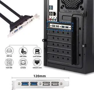 Internal Four USB2.0 & USB 3.0 Female Mount Panel to Motherboard 9pin 19pin 20pin Baffle Cable with PCI Bracket 50cm