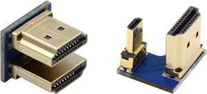 2pcs/Set HDMI to Micro HDMI Type A to Type-D Male Connector Socket Opposite U Shape Back Angled for Raspberry PI 3B/3B+/4B