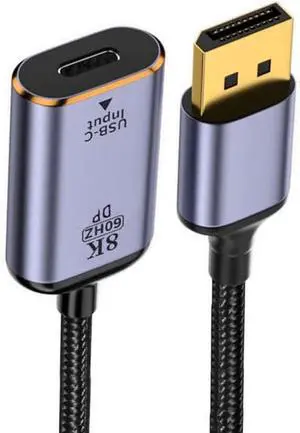 USB-C Type C Female Source to Displayport DP 1.4 Sink HDTV Cable 8K@60hz 4K@120hz for Tablet Phone Laptop