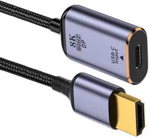 USB-C Type C Female Source to HDMI Sink HDTV Cable 8K@60hz 4K@120hz for Tablet Phone Laptop