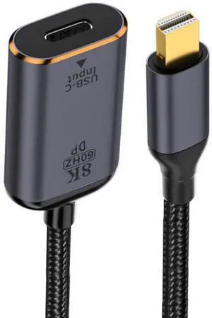 USB-C Type C Female Source to Mini Displayport DP 1.4 Sink HDTV Cable 8K@60hz 4K@120hz for Tablet Phone Laptop