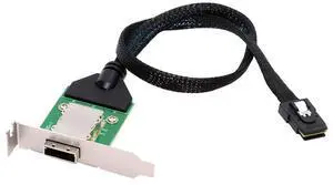 Internal Mini SAS SFF-8087 Male to External SFF-8088 Female Extension Cable PCBA with Low Profile Bracket Internal Mini SAS SFF-8087 Male to External SFF-8088 Female Extension Cable PCBA with Low Profile Bracket