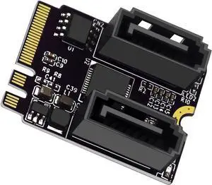 NGFF Key A+E PCI Express to SATA 3.0 6Gbps Dual Ports Adapter Converter Hard Drive Extension Card JMB582 2230 NGFF Key A+E PCI Express to SATA 3.0 6Gbps Dual Ports Adapter Converter Hard Drive Extension Card JMB582 2230