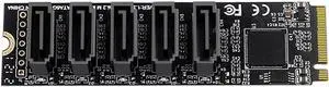 NGFF NVME M-Key PCI Express to SATA 3.0 6Gbps 5 Ports Adapter Converter Hard Drive Extension Card JMB585 2280