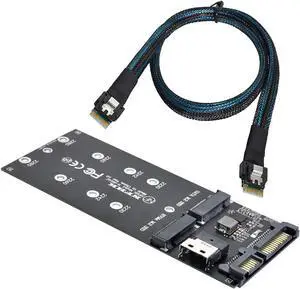 SFF-8654 Cable & Card U2 Kit NGFF M-Key to Slimline SAS NVME PCIe SSD SATA Adapter for Mainboard SFF-8654 Cable & Card U2 Kit NGFF M-Key to Slimline SAS NVME PCIe SSD SATA Adapter for Mainboard