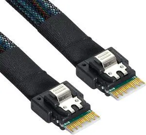 PCI-E Slimline SAS 4.0 SFF-8654 4i 38pin Host to SFF-8654 Slim SAS Target Cable 50cm PCI-E Slimline SAS 4.0 SFF-8654 4i 38pin Host to SFF-8654 Slim SAS Target Cable 50cm