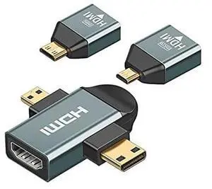 3pcs/Set Micro & Mini HDMI to HDMI-Compatible 1.4 Female 2-in-1 Combo Adapter 4K@60hz 3pcs/Set Micro & Mini HDMI to HDMI-Compatible 1.4 Female 2-in-1 Combo Adapter 4K@60hz