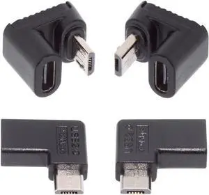 4pcs/lot USB-C USB2.0 Type C Female to Micro USB Male Power Data Adapter 90/360 Degree Angled Type