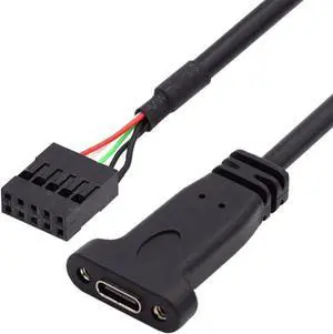 Single Port USB 3.1 Type C USB-C Female to USB 2.0 Motherboard 9pin 10pin Header Cable 20cm with Bracket