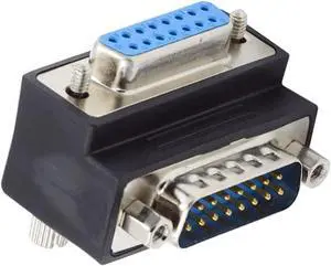 DSUB RS232 D-subminiature 15pin Male Nut to Female Screw Extension Adapter DB Connector Down 90 Degree Angled