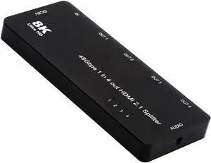 HDMI Splitter 8K 60hz Ultra-HD Converter Compatible 2.1 Switch 1-IN-4-OUT 48Gbps UHD Hub Support HDCP SST Extended 4K@120hz 3.5mm Audio