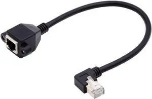 Right Angled 90 Degree 8P8C FTP STP UTP Cat6 Male to Female LAN Ethernet Network Extension Cable with Panel Mount Holes