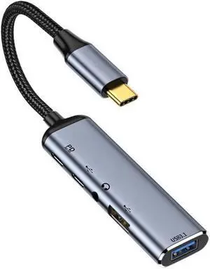 USB-C Type-C to Audio 3.5MM Dual USB 3.0 HUB Converter Multiport Adapter with Female 100W PD Power Port
