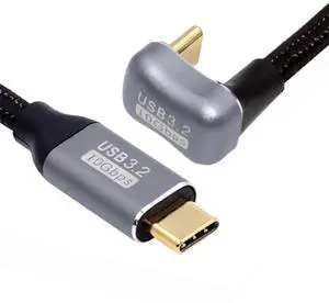 Opposite U Shape Back Angled USB-C USB 3.1 Type C Male to Male Extension Data Cable 10Gbps 100W with Sleeve 50cm Opposite U Shape Back Angled USB-C USB 3.1 Type C Male to Male Extension Data Cable 10Gbps 100W with Sleeve 50cm
