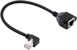Left Angled 90 Degree 8P8C FTP STP UTP Cat6 Male to Female LAN Ethernet Network Extension Cable with Panel Mount Holes