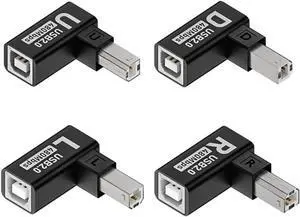 4pcs/lot USB 2.0 Type-B Male to Female Extension Adapter Horizontal Vertical Angled 90 Degree for Printer Scanner