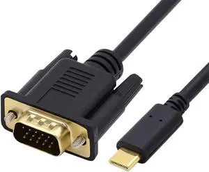USB 3.1 Type C USB-C Source to VGA RGB 1080P Displays Male Monitor Cable for Laptop 1.8m