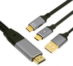 HDMI to USB C Cable 4k@60hz with USB Power Supply Support Touch Display for Host Connected to Portable Screen/VR Glasses 6.56FT/2.0M HDMI to USB C Cable 4k@60hz with USB Power Supply Support Touch Display for Host Connected to Portable Screen/VR Glasses 6.56FT/2.0M