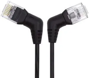 CAT6 UTP Male to Male 360 Degree Angled Rotating Cable RJ45 8P8C 1000Mbps for LAN Ethernet Network 25cm