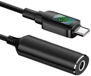 DC Jack 4.5x3.0mm Input to USB-C Type-C Power 140W Smart LED Display Charge Cable for Laptop Phone PD9V/5V/20V/7A DC Jack 4.5x3.0mm Input to USB-C Type-C Power 140W Smart LED Display Charge Cable for Laptop Phone PD9V/5V/20V/7A