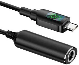 DC Jack 6.0x1.4mm Input to USB-C Type-C Power 140W Smart LED Display Charge Cable for Laptop Phone PD9V/5V/20V/7A DC Jack 6.0x1.4mm Input to USB-C Type-C Power 140W Smart LED Display Charge Cable for Laptop Phone PD9V/5V/20V/7A