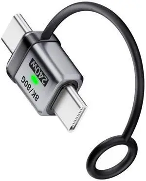 Adapter 90 Degree USB5.0 80Gbps Male to Male Straight Extension Adapter with Lanyard Keychain 240W 16K 8K 5K Compatible with USB4.0 Thunderbolt3/4/5