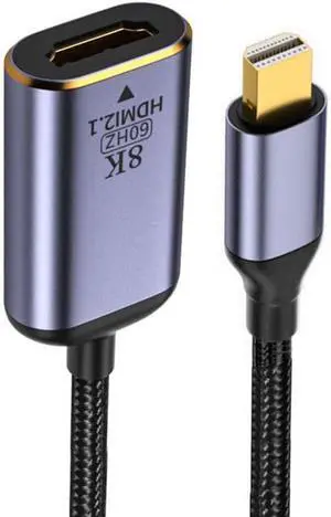 Mini DisplayPort 1.4 Source to HDMI 2.0 Display 8K 60hz UHD 4K Mini-DP to HDMI Male Monitor Adapter Cable Mini DisplayPort 1.4 Source to HDMI 2.0 Display 8K 60hz UHD 4K Mini-DP to HDMI Male Monitor Adapter Cable