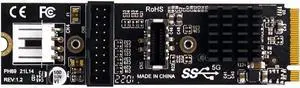 5Gbps Type-E USB 3.1 Front Panel Socket & USB 2.0 to NVME NGFF M-Key Express Card VL805 Adapter for Motherboard