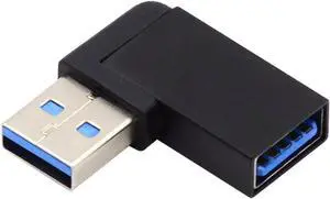10Gbps USB3.0 Male to Female Extension Power Data Video Adapter 90 Degree Right Angled Type Black