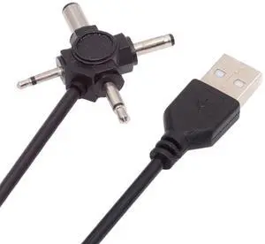 USB 2.0 Type-A Male to 4-in-1 DC 5V 5.5x2.1mm 4.0x1.7mm Mono 3.5mm 2.5mm Power Plug Barrel Connector Charge Cable