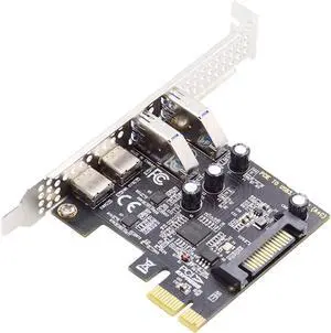 USB3.1 Gen1 5Gbps Dual Type-A & Type-C USB-C Female to PCI-E Express 1x Card Adapter uPD720201 with Low Profile Bracket