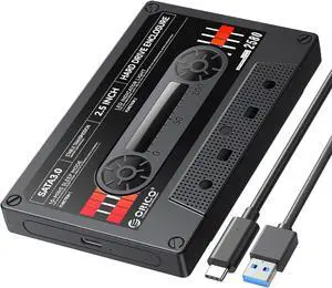 Tape-Retro 2.5 Inch USB3.1 to SATA Hard Drive Adapter for 7/9.5 mm SSD Hard Drive, Supports UASP and Capacity up to 6TB, Black (2580C3-V1-BK)