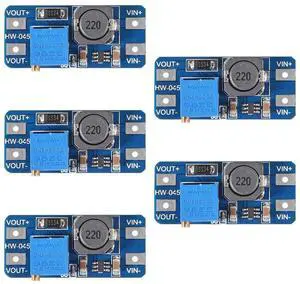 5pcs MT3608 DC-DC Boost Converter 2A Adjustable Step Up Module Voltage Regulator Board Input Voltage 2V-24V to 5V-28V Output Voltage for Arduino