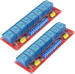 2PCS 12V Relay Module With Optocoupler Isolation - High and Low Level Trigger - Red Board (8 Channel)