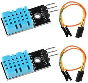 2pcs DHT11 Temperature Humidity Sensor Module Digital Temperature Humidity Sensor 3.3V-5V with Wires for Arduino Raspberry Pi 2 3 (2pcs DHT11)