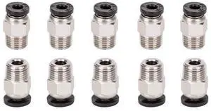 10pcs PC4-M10 Straight Quick in Fitting Male Straight Pneumatic PEFE Tube Push in Quick Fitting Connector for E3D-V6 Bowden Extruder Compatible with Ender-3 Ender-3 V2 3D Printers