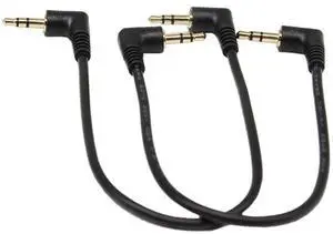 3.5mm Stereo Audio Cable, (2-Pack) Gold Plated 90 Degree Right & Left Angled 3.5mm Male to Male Stereo Audio Cable for Smartphones, Tablets, Media Players(3-P,9inch)