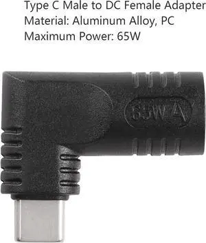 65W PD DC 7.9mm x 0.9mm Female (7.9mm x 5.5mm) Input to USB Type C Male Power Charging Adapter,Uilt-in with PD Automatic Identification Induction Chip,for Phones,Tablets, Laptops(black 7909 A)