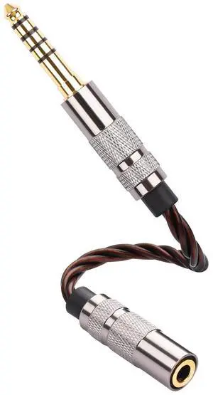 4.4mm to 3.5mm Audio Adapter Cable, Balanced Male to Stereo Female, HiFi Gold Plated OFC Braided Cord, 15cm Short Converter for Walkman DAP Headphone Amp (Bronze)