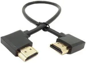 Gold Plated High Speed 90 Angle Right HDMI Male to Left HDMI Male Adapter Cable Supports Ethernet, 3D and Audio Return (0.3M R-L)
