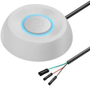 PC Power Switch - Desktop Computer External Remote Start Motherboard Button Extension Cable with LED Light (White)