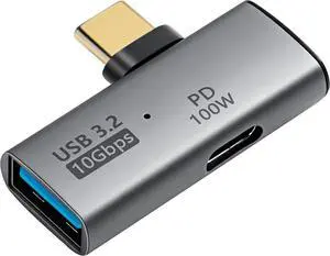 USB C to USB 3.2 10Gbps Type C to USB A Female OTG Adapter and 100W PD Power Supply Adapter for Laptop Tablet Phone - Grey