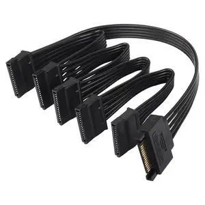 SATA Power Splitter Cable - 15Pin Male to 5 Female Power Extension Hard Drive Cable for HDD, SSD and Optical Drives - 23.5cm