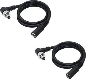 2 Pack DC Extension Cable 90 Degree Power Adapter Plug 5.5mm x 2.1mm Male to Female Extension Wire with Lock Nut for 12V Power Adapter, CCTV Security Camera (0.5M/1.65FT)