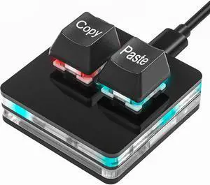 USB Mini 2 Key Keypad 2-Key Copy Paste Keyboard OSU Keypad HotSwap One Handed Mechanical Gaming Keyboard with USB Cable for Accounting Working or Rhythm Games