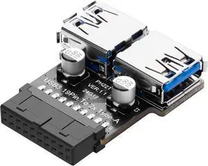 USB 3.0 Front Panel Header USB 3.0 19/20Pin to Dual USB A Motherboard Header Adapter 19Pin Female to Double USB Type A Female Front Connector Converter