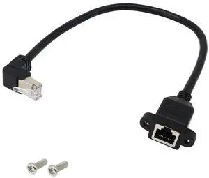 RJ45 Ethernet Adapter Cable 90 Degree Downward Male to Famale Ethernet Switch Adapter Cable for CAT 5/CAT 6 LAN Ethernet Socket Connector Adapter Cat5 Cat6 Cable(Downward)